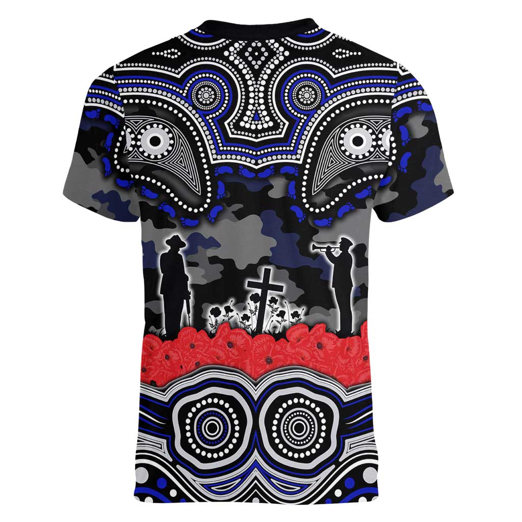 ANZAC Day Canterbury Bankstown Bulldogs Women V-Neck T-Shirt Military Memorial Aboriginal Indigenous Art