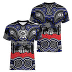 ANZAC Day Canterbury Bankstown Bulldogs Women V-Neck T-Shirt Military Memorial Aboriginal Indigenous Art
