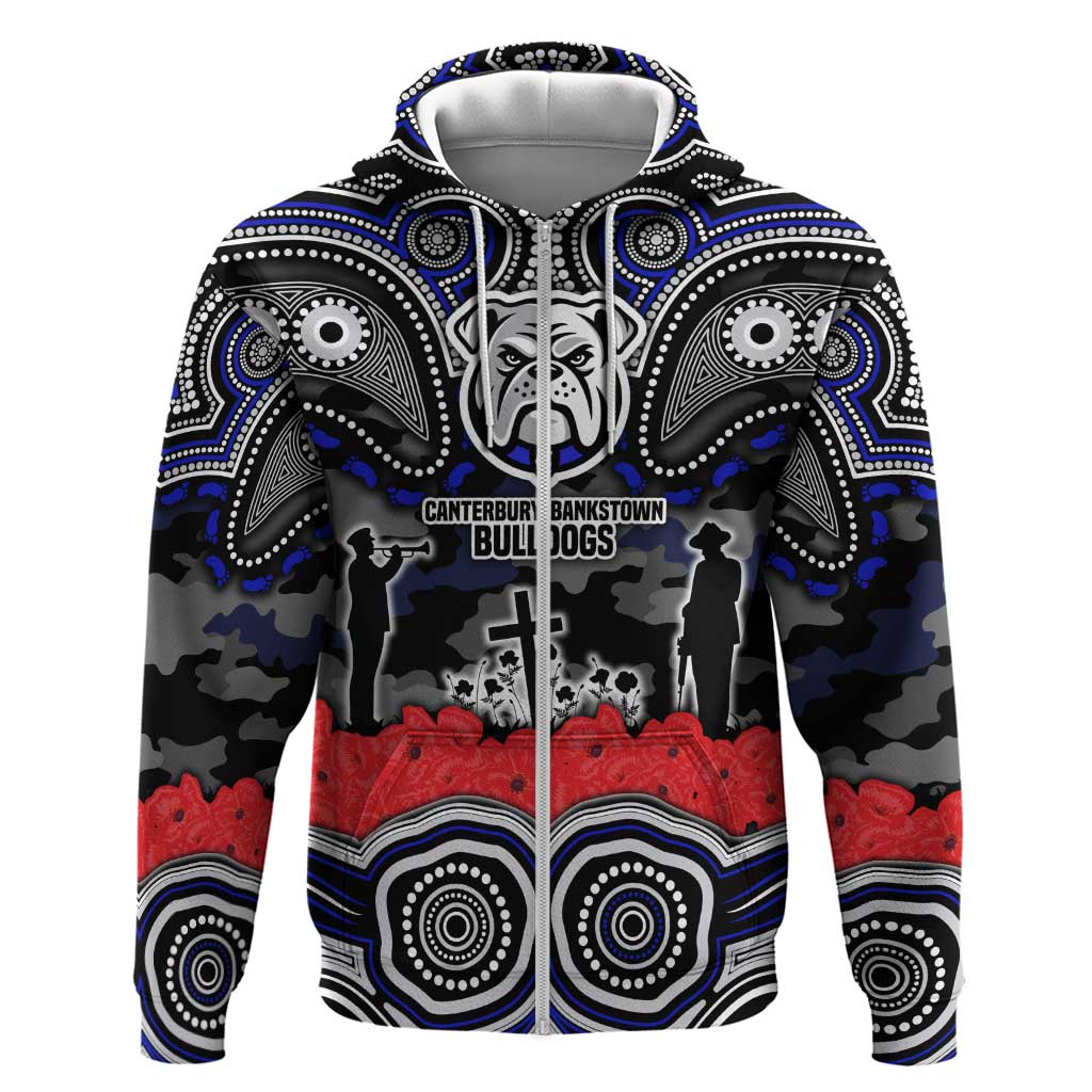 ANZAC Day Canterbury Bankstown Bulldogs Zip Hoodie Military Memorial Aboriginal Indigenous Art