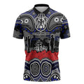 ANZAC Day Canterbury Bankstown Bulldogs Zipper Polo Shirt Military Memorial Aboriginal Indigenous Art