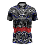 ANZAC Day Canterbury Bankstown Bulldogs Zipper Polo Shirt Military Memorial Aboriginal Indigenous Art