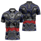 ANZAC Day Canterbury Bankstown Bulldogs Zipper Polo Shirt Military Memorial Aboriginal Indigenous Art