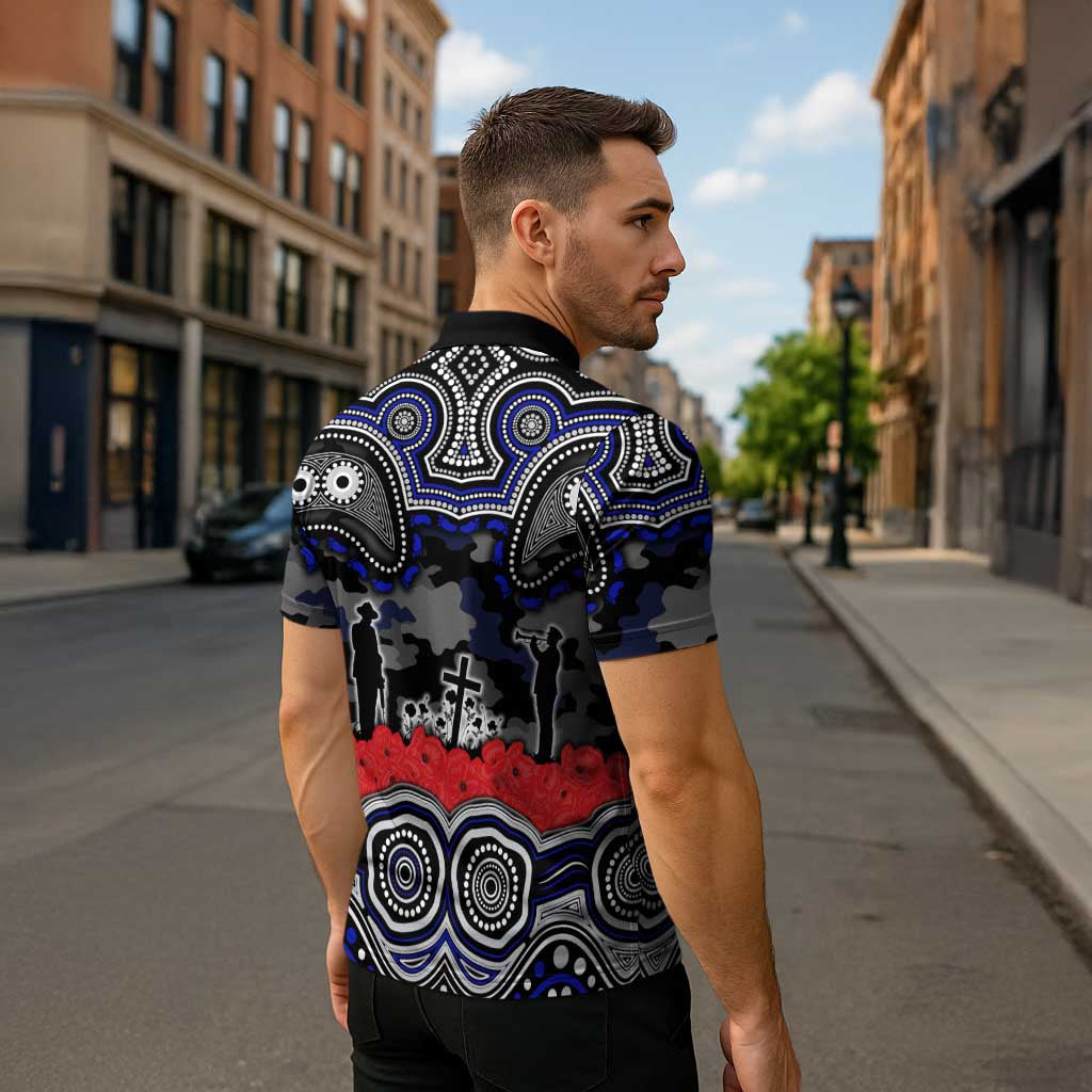 ANZAC Day Canterbury Bankstown Bulldogs Zipper Polo Shirt Military Memorial Aboriginal Indigenous Art