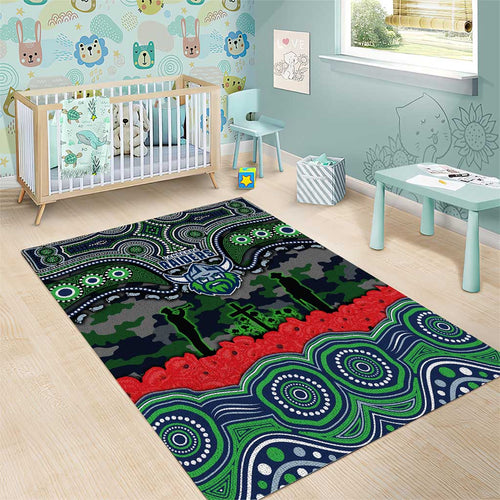 ANZAC Day Canberra Raiders Area Rug Military Memorial Aboriginal Indigenous Art