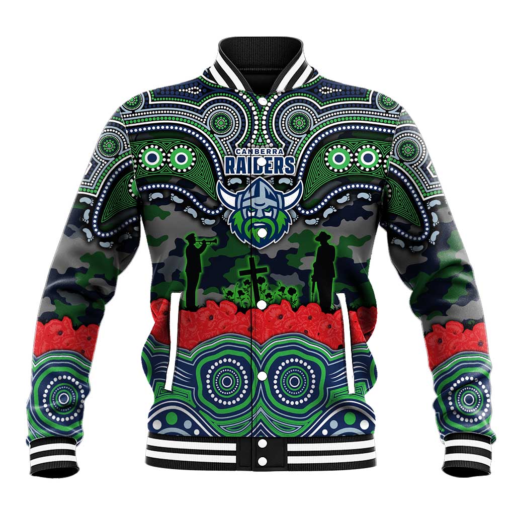 ANZAC Day Canberra Raiders Baseball Jacket Military Memorial Aboriginal Indigenous Art