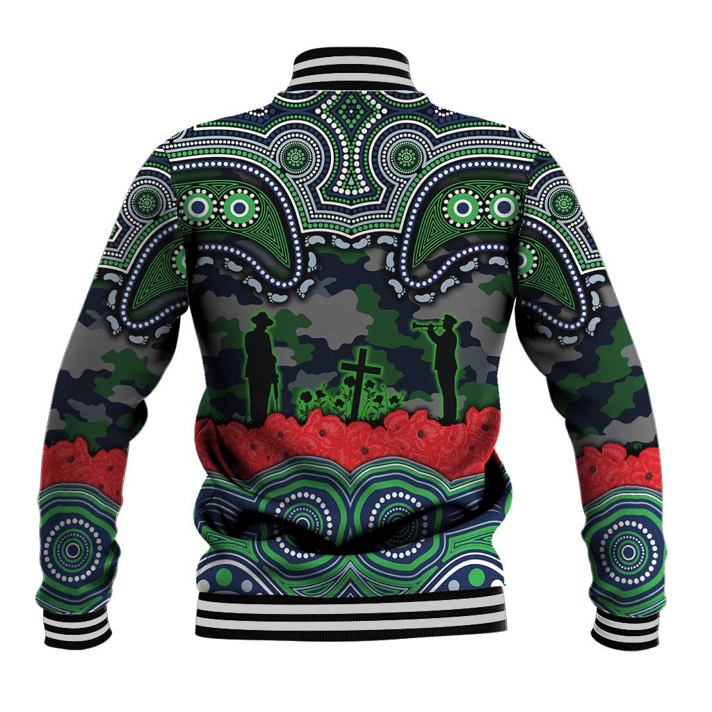 ANZAC Day Canberra Raiders Baseball Jacket Military Memorial Aboriginal Indigenous Art