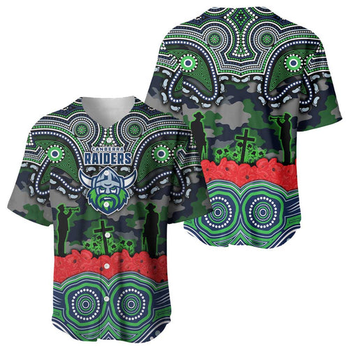 ANZAC Day Canberra Raiders Baseball Jersey Military Memorial Aboriginal Indigenous Art
