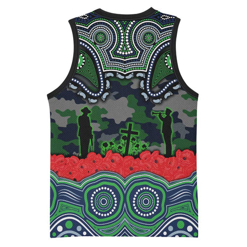 ANZAC Day Canberra Raiders Basketball Jersey Military Memorial Aboriginal Indigenous Art