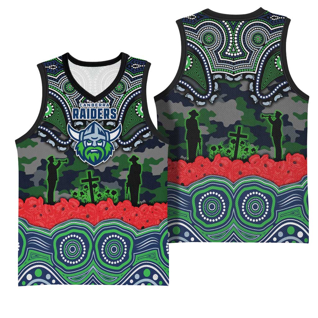 ANZAC Day Canberra Raiders Basketball Jersey Military Memorial Aboriginal Indigenous Art