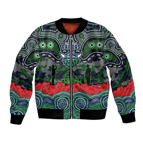 ANZAC Day Canberra Raiders Bomber Jacket Military Memorial Aboriginal Indigenous Art