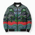 ANZAC Day Canberra Raiders Bomber Puffer Jacket Military Memorial Aboriginal Indigenous Art