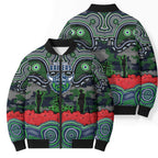 ANZAC Day Canberra Raiders Bomber Puffer Jacket Military Memorial Aboriginal Indigenous Art