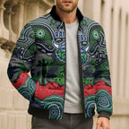 ANZAC Day Canberra Raiders Bomber Puffer Jacket Military Memorial Aboriginal Indigenous Art