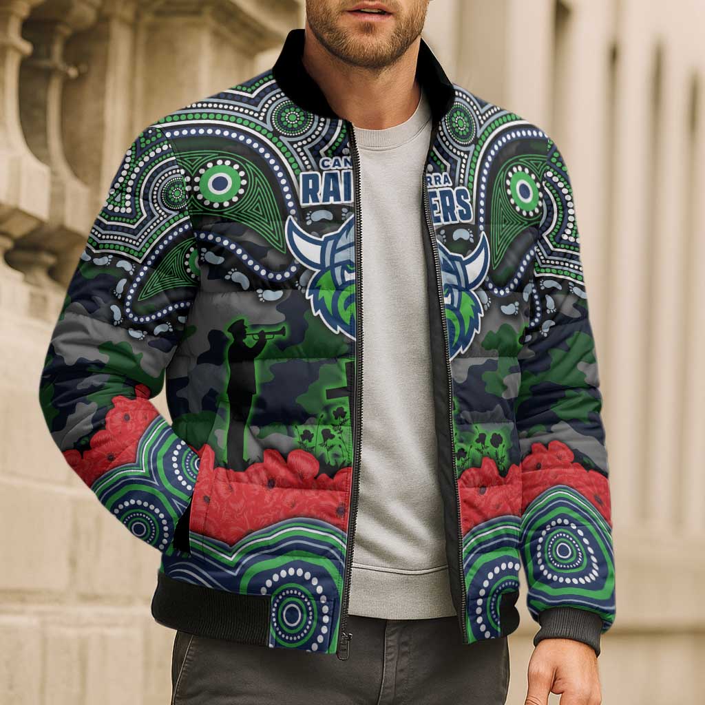 ANZAC Day Canberra Raiders Bomber Puffer Jacket Military Memorial Aboriginal Indigenous Art