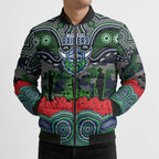 ANZAC Day Canberra Raiders Bomber Puffer Jacket Military Memorial Aboriginal Indigenous Art