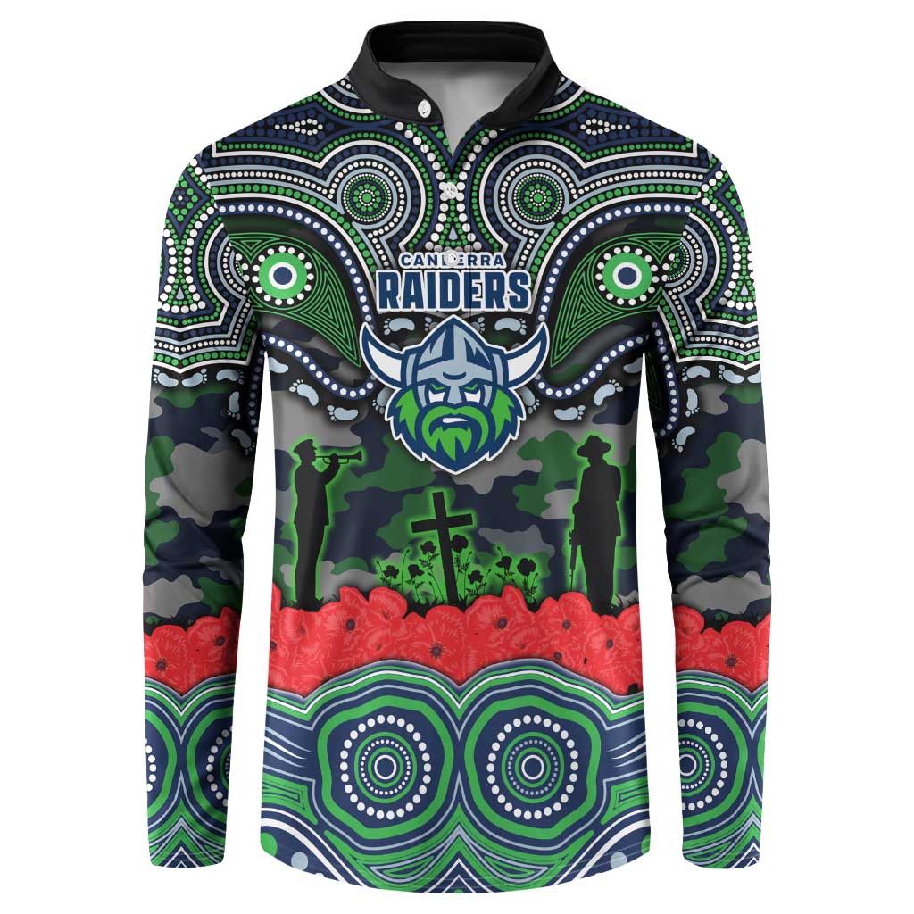 ANZAC Day Canberra Raiders Button Sweatshirt Military Memorial Aboriginal Indigenous Art