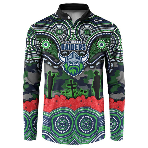 ANZAC Day Canberra Raiders Button Sweatshirt Military Memorial Aboriginal Indigenous Art
