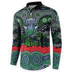 ANZAC Day Canberra Raiders Button Sweatshirt Military Memorial Aboriginal Indigenous Art
