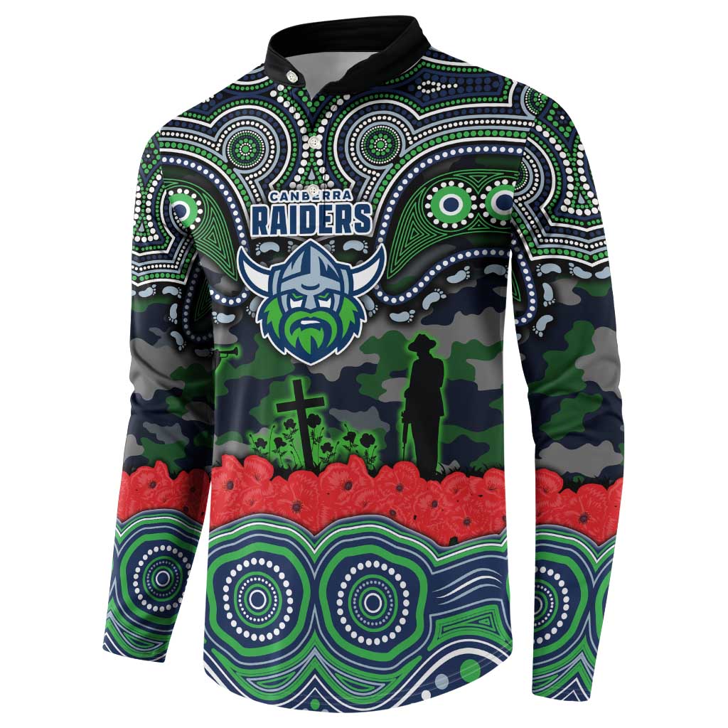 ANZAC Day Canberra Raiders Button Sweatshirt Military Memorial Aboriginal Indigenous Art