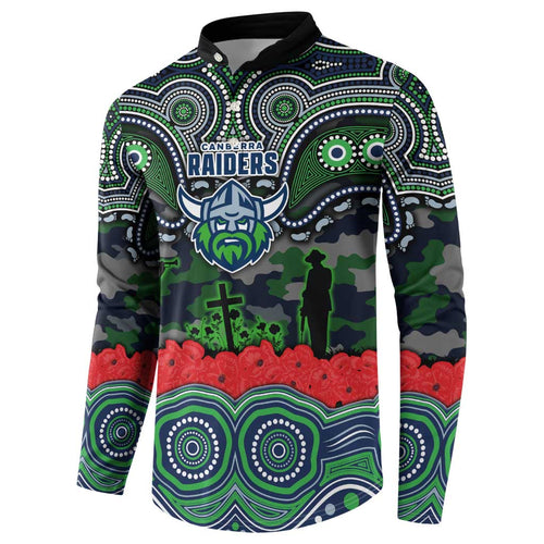 ANZAC Day Canberra Raiders Button Sweatshirt Military Memorial Aboriginal Indigenous Art