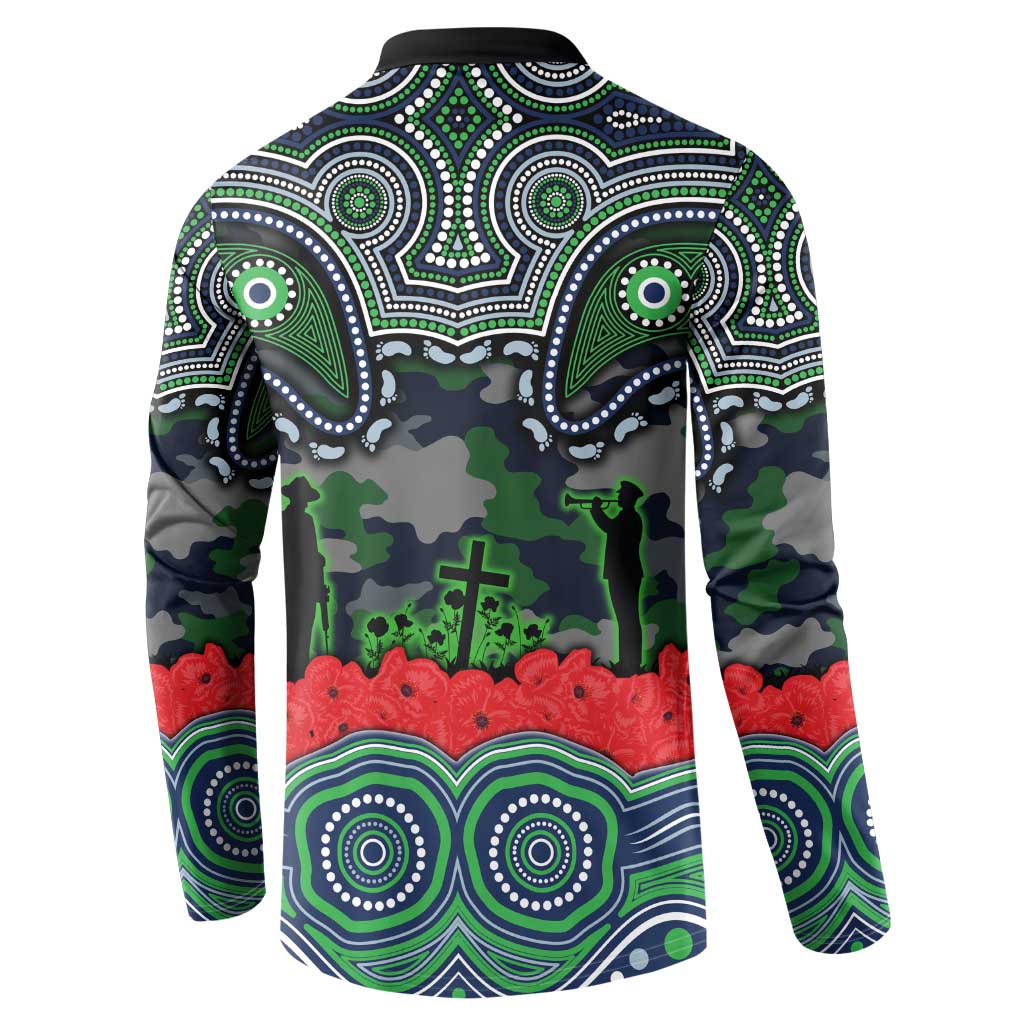 ANZAC Day Canberra Raiders Button Sweatshirt Military Memorial Aboriginal Indigenous Art