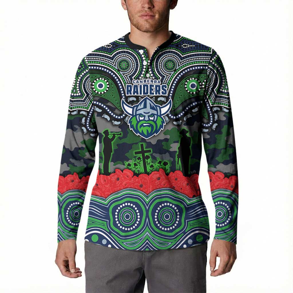 ANZAC Day Canberra Raiders Button Sweatshirt Military Memorial Aboriginal Indigenous Art