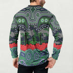 ANZAC Day Canberra Raiders Button Sweatshirt Military Memorial Aboriginal Indigenous Art