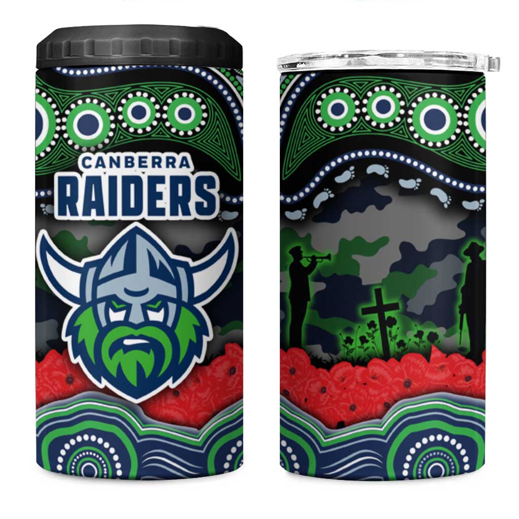 ANZAC Day Canberra Raiders 4 in 1 Can Cooler Tumbler Military Memorial Aboriginal Indigenous Art