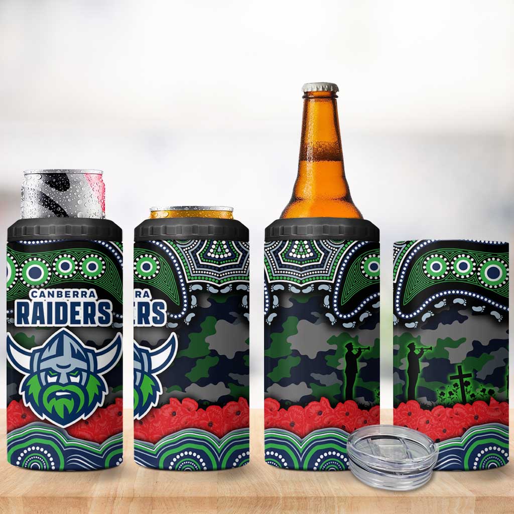 ANZAC Day Canberra Raiders 4 in 1 Can Cooler Tumbler Military Memorial Aboriginal Indigenous Art