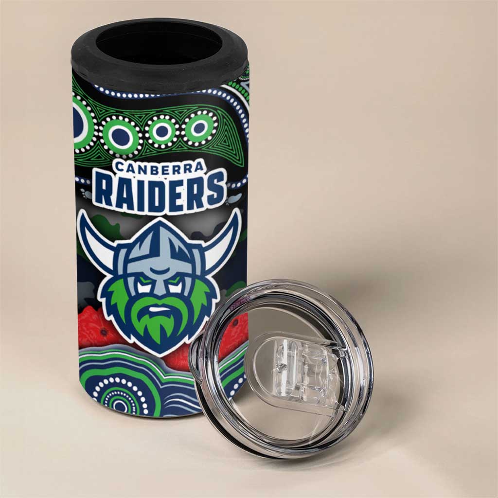 ANZAC Day Canberra Raiders 4 in 1 Can Cooler Tumbler Military Memorial Aboriginal Indigenous Art