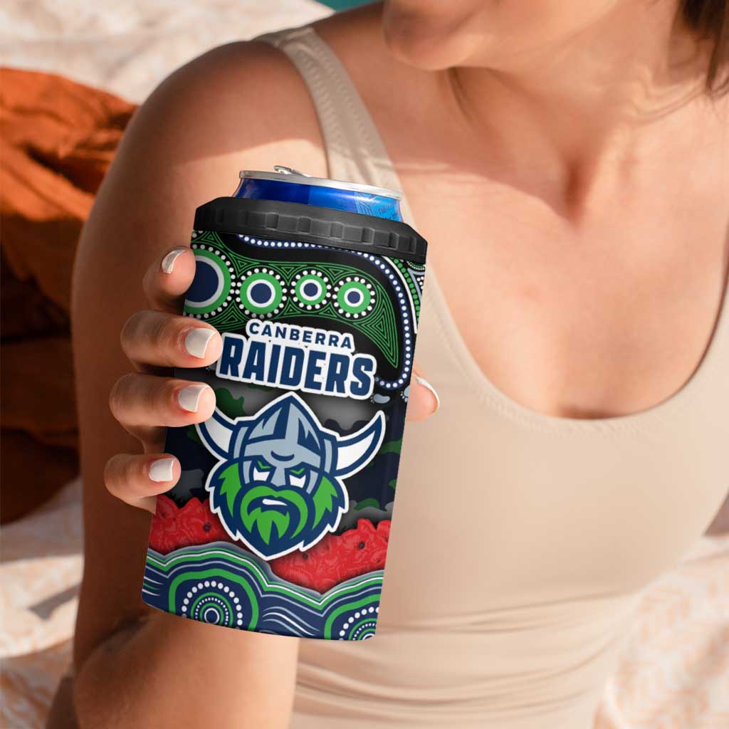 ANZAC Day Canberra Raiders 4 in 1 Can Cooler Tumbler Military Memorial Aboriginal Indigenous Art