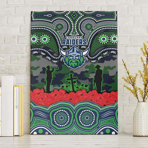 ANZAC Day Canberra Raiders Canvas Wall Art Military Memorial Aboriginal Indigenous Art
