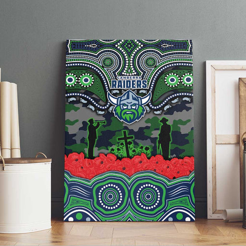ANZAC Day Canberra Raiders Canvas Wall Art Military Memorial Aboriginal Indigenous Art