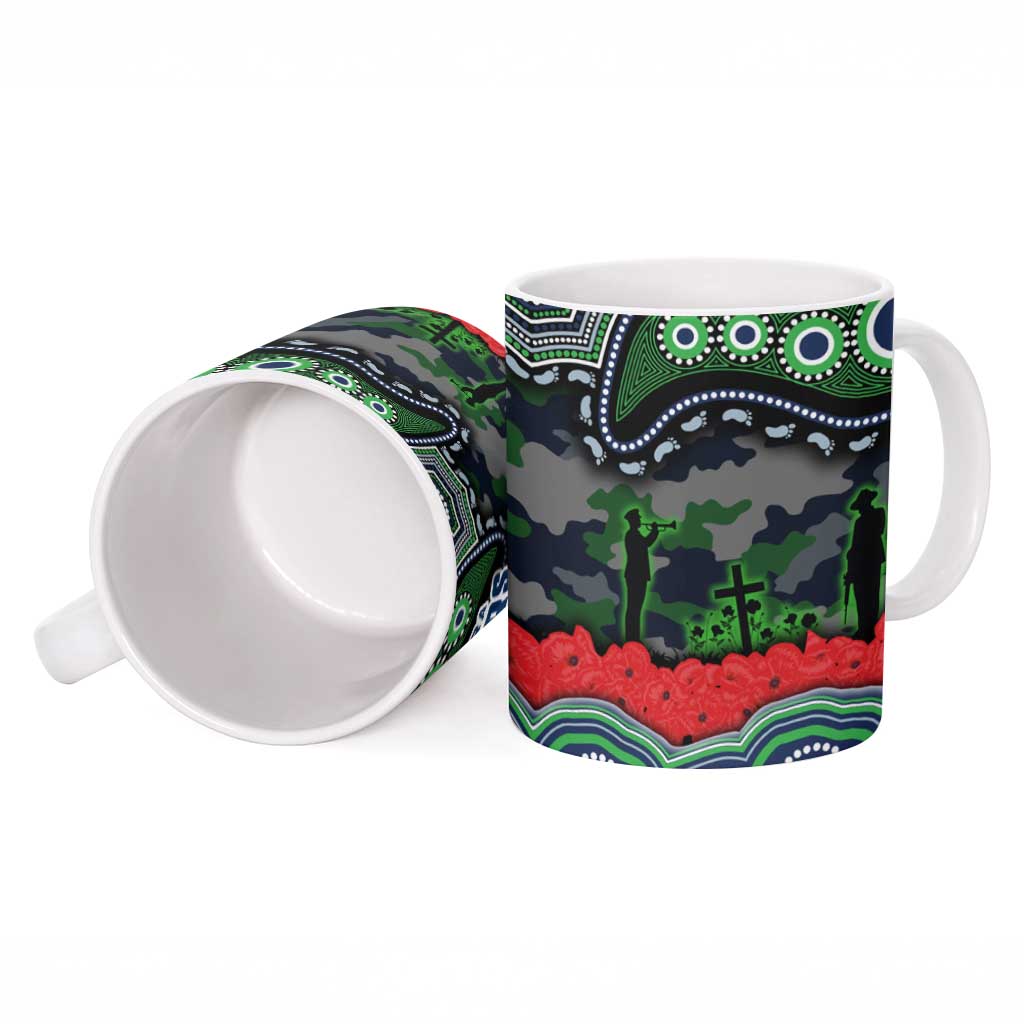 ANZAC Day Canberra Raiders Ceramic Mug Military Memorial Aboriginal Indigenous Art