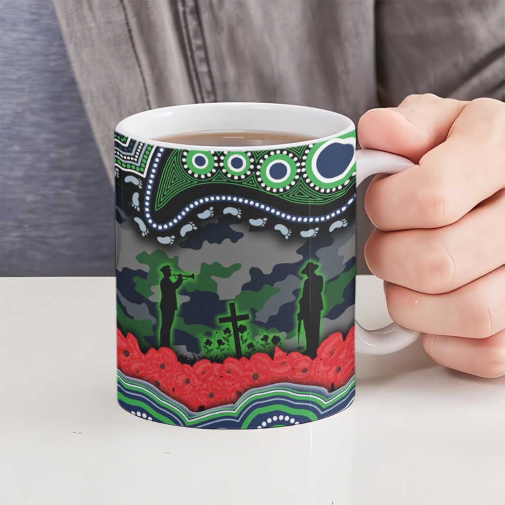 ANZAC Day Canberra Raiders Ceramic Mug Military Memorial Aboriginal Indigenous Art