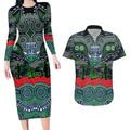 ANZAC Day Canberra Raiders Couples Matching Long Sleeve Bodycon Dress and Hawaiian Shirt Military Memorial Aboriginal Indigenous Art