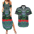 ANZAC Day Canberra Raiders Couples Matching Summer Maxi Dress and Hawaiian Shirt Military Memorial Aboriginal Indigenous Art
