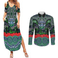 ANZAC Day Canberra Raiders Couples Matching Summer Maxi Dress and Long Sleeve Button Shirt Military Memorial Aboriginal Indigenous Art
