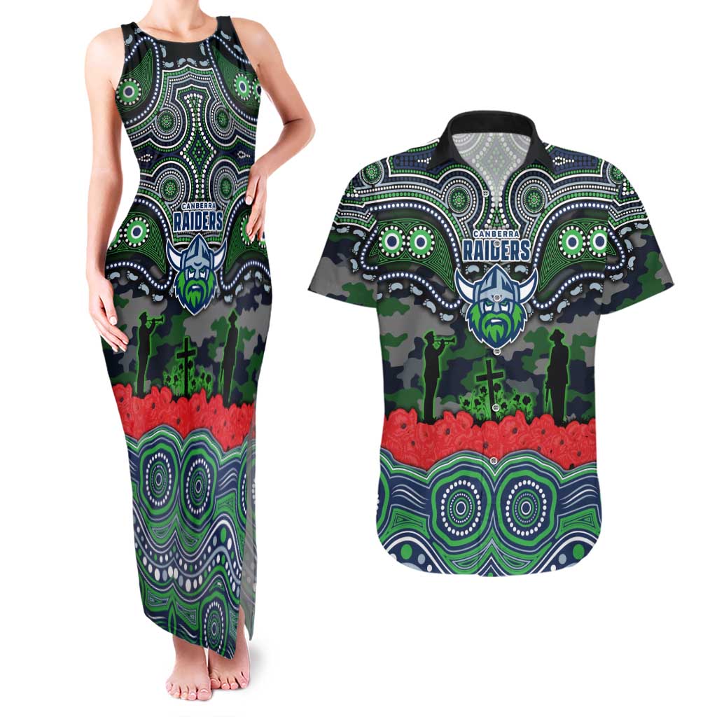 ANZAC Day Canberra Raiders Couples Matching Tank Maxi Dress and Hawaiian Shirt Military Memorial Aboriginal Indigenous Art