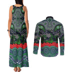 ANZAC Day Canberra Raiders Couples Matching Tank Maxi Dress and Long Sleeve Button Shirt Military Memorial Aboriginal Indigenous Art