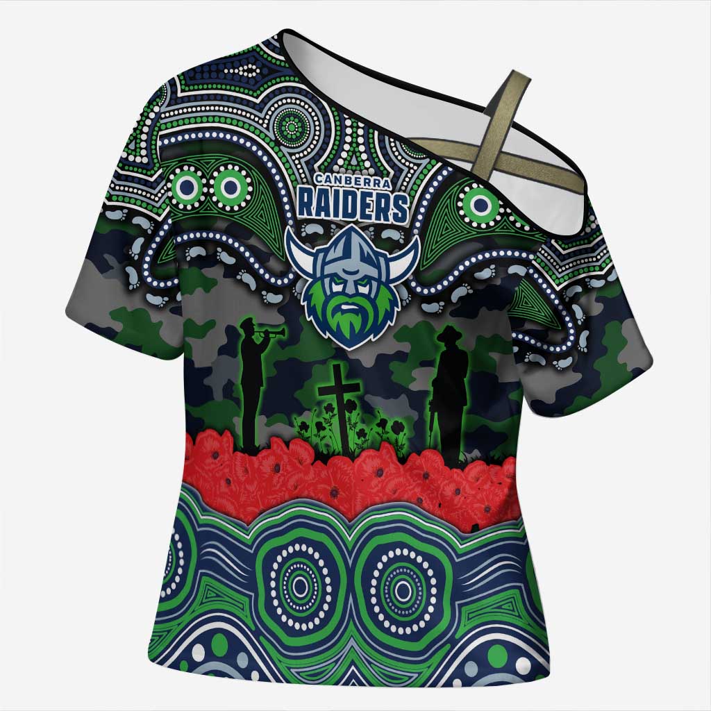 ANZAC Day Canberra Raiders Cross Shoulder Shirt Military Memorial Aboriginal Indigenous Art