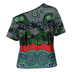 ANZAC Day Canberra Raiders Cross Shoulder Shirt Military Memorial Aboriginal Indigenous Art