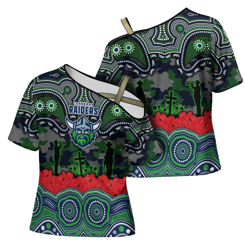 ANZAC Day Canberra Raiders Cross Shoulder Shirt Military Memorial Aboriginal Indigenous Art