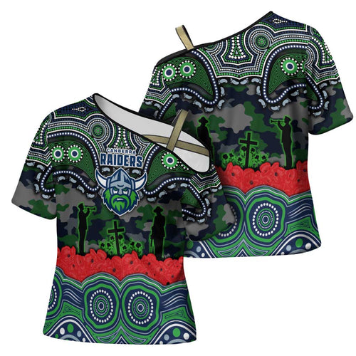 ANZAC Day Canberra Raiders Cross Shoulder Shirt Military Memorial Aboriginal Indigenous Art