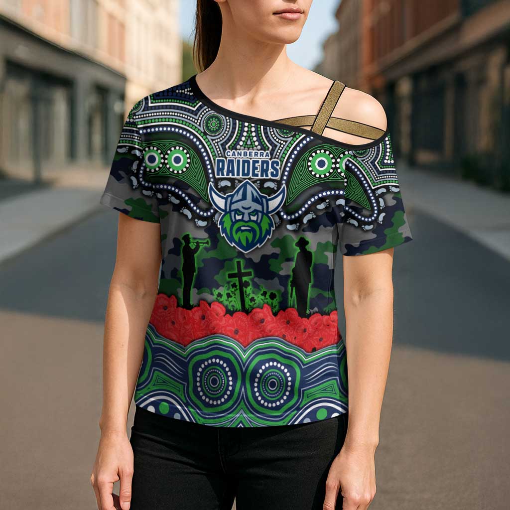 ANZAC Day Canberra Raiders Cross Shoulder Shirt Military Memorial Aboriginal Indigenous Art
