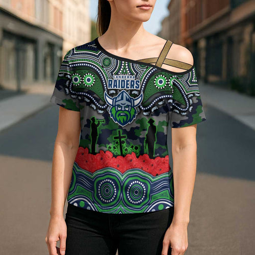 ANZAC Day Canberra Raiders Cross Shoulder Shirt Military Memorial Aboriginal Indigenous Art