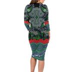 ANZAC Day Canberra Raiders Family Matching Long Sleeve Bodycon Dress and Hawaiian Shirt Military Memorial Aboriginal Indigenous Art