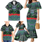 ANZAC Day Canberra Raiders Family Matching Mermaid Dress and Hawaiian Shirt Military Memorial Aboriginal Indigenous Art