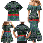 ANZAC Day Canberra Raiders Family Matching Mermaid Dress and Hawaiian Shirt Military Memorial Aboriginal Indigenous Art