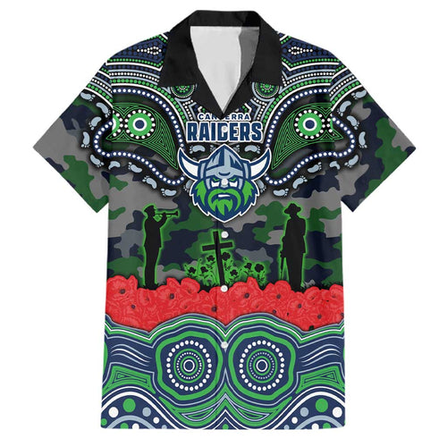 ANZAC Day Canberra Raiders Family Matching Mermaid Dress and Hawaiian Shirt Military Memorial Aboriginal Indigenous Art